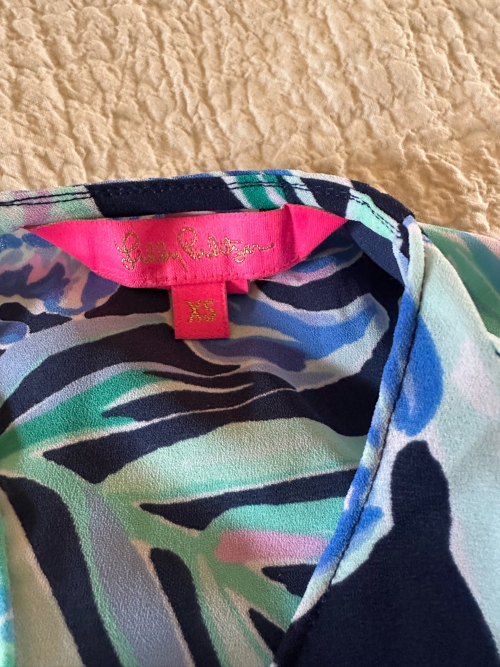 Lilly Pulitzer Navy Tropical Floral Blouse - Picture 2 of 3